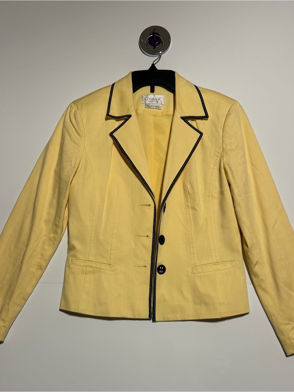 Conrad C Yellow Notch-Lapel Blazer with Black Trim